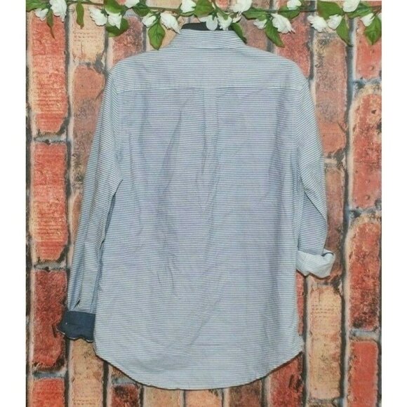 21 Men Men's Gray Striped Shirt Size L Roll Tab - Picture 8 of 10